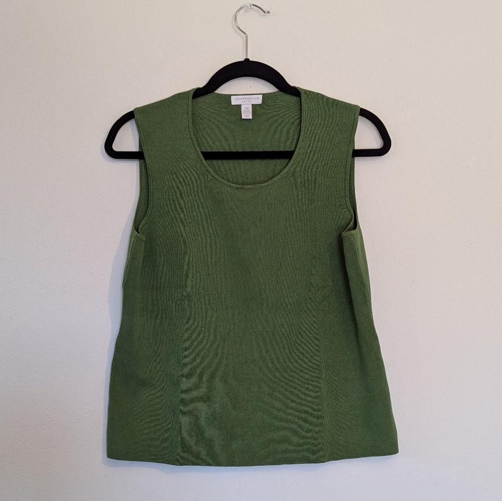 Charter Club Green Sleeveless Top Size Medium Petite
